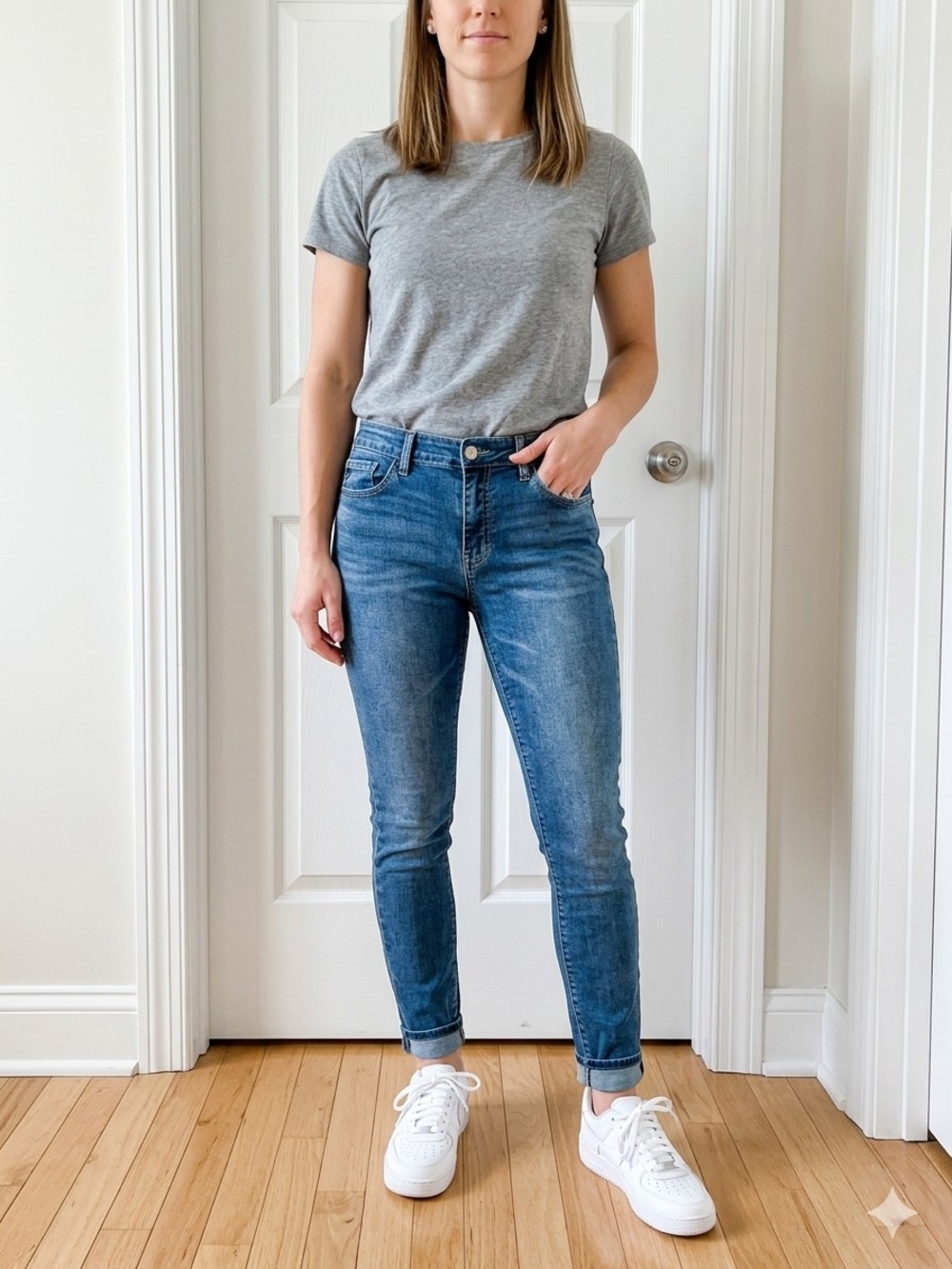 Classic Mid-Rise Kancan Blue Skinny Jeans for Women